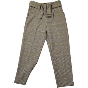 Ann Taylor Women's Brown Houndstooth High Waisted Taper Office Pant Sz 2 Petite